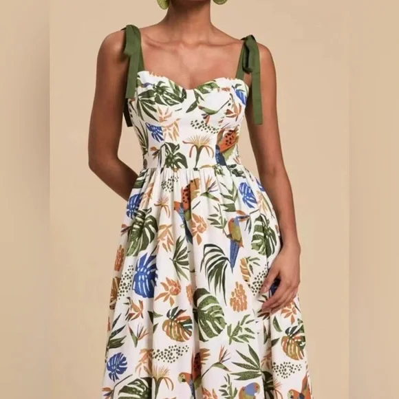 Tropical Print Sleeveless Dress